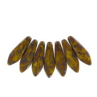Czech Glass Daggers beads 5x16mm Lemon picasso 83120-43400